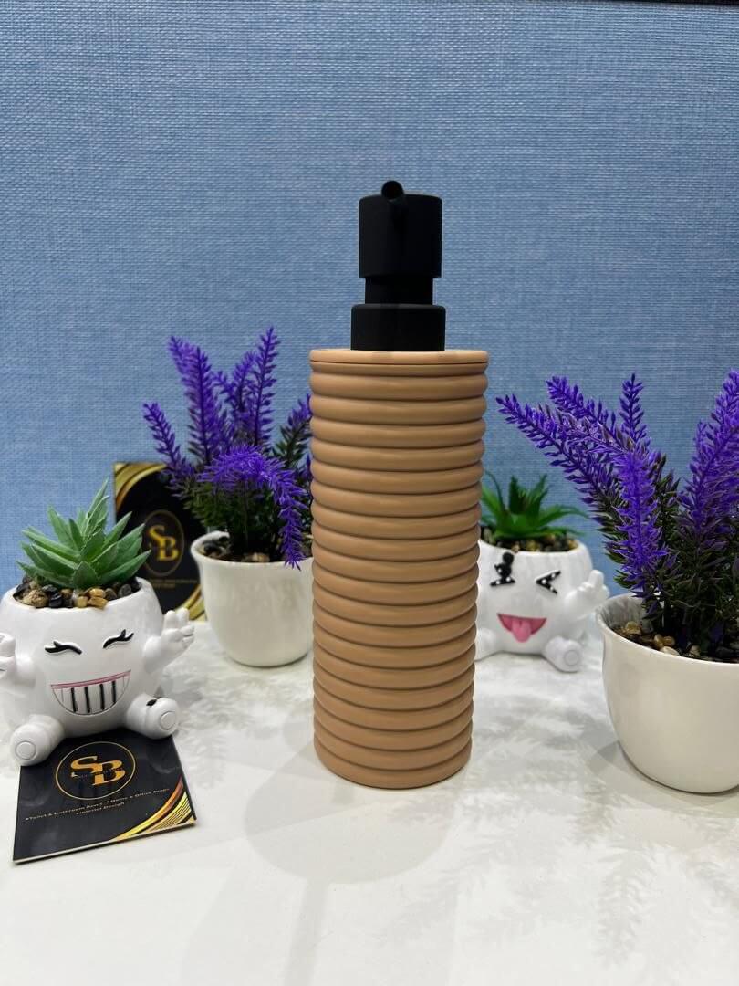a2 long ribbed home and fun soap dispenser with wood top - Thumbnail 2