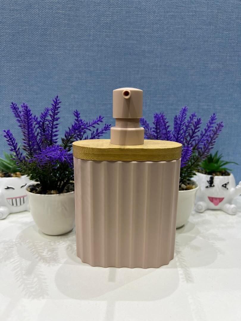 oval straight line with wood top home and fun soap dispenser - Thumbnail 2