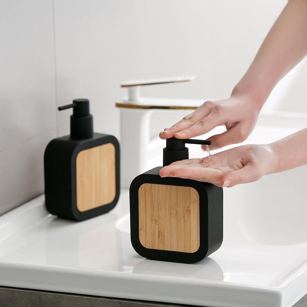 black wooden side home and fun soap dispenser - Thumbnail 3