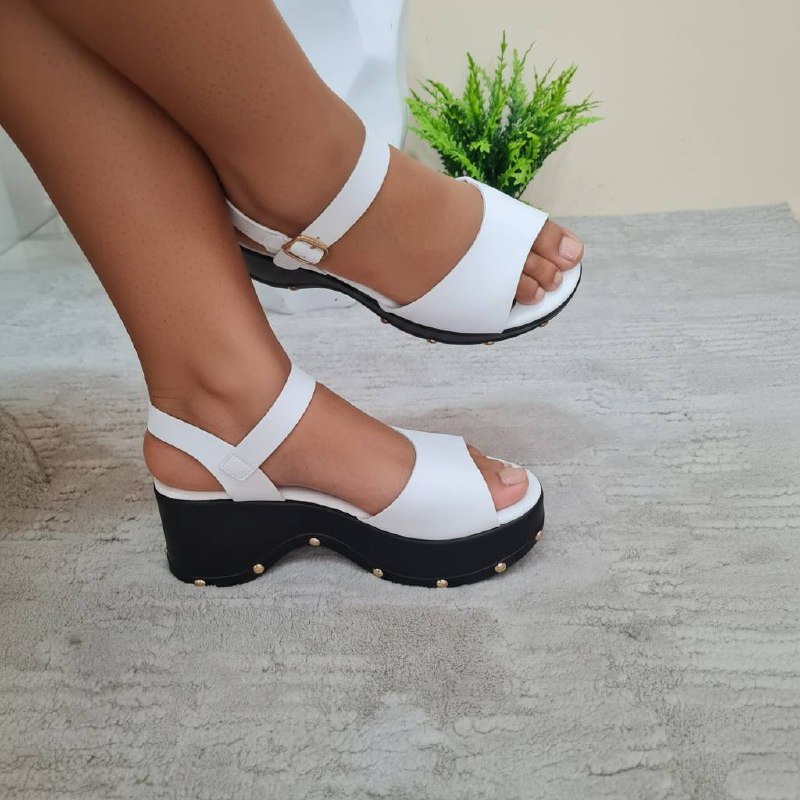 golden kello platform wedge sandal a77-2045 - white