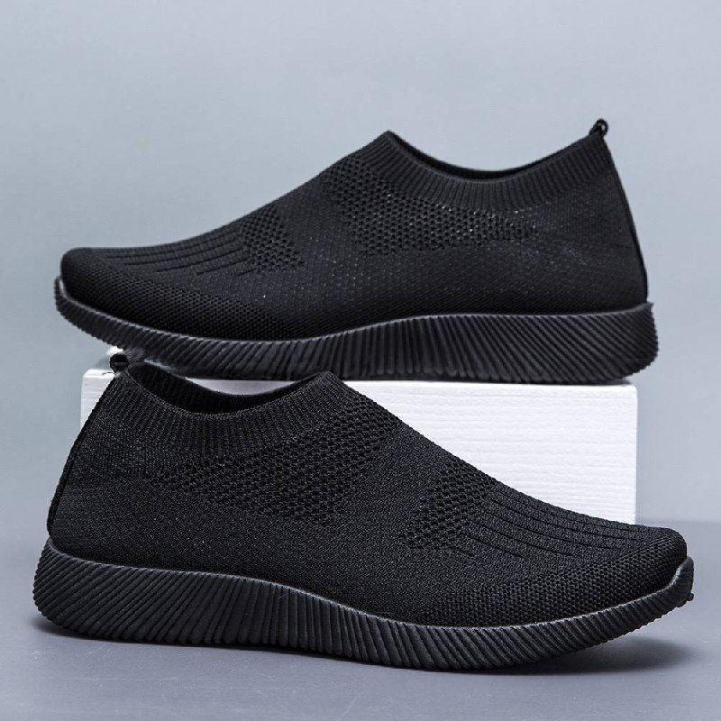 plain men fabric sneakers - black
