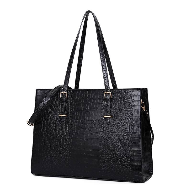 new crocodile skin laptop handbag - black