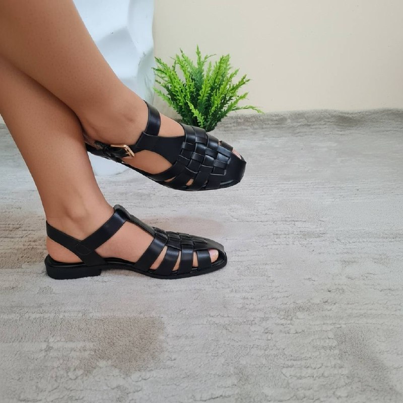 zara woven sandal - black