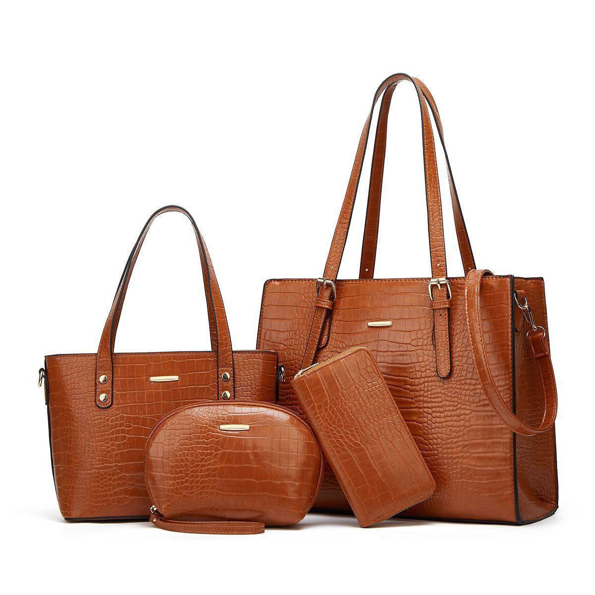 new croc 4 in 1 handbag - brown