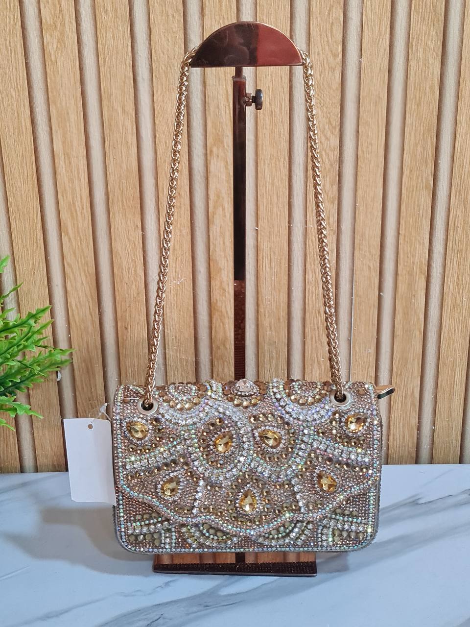rhinestone party purse bn3918 - gold