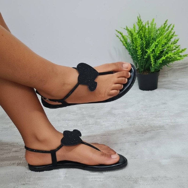 more collection flat sandal - black