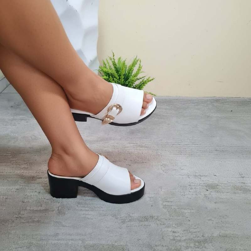 layki platform mule - white