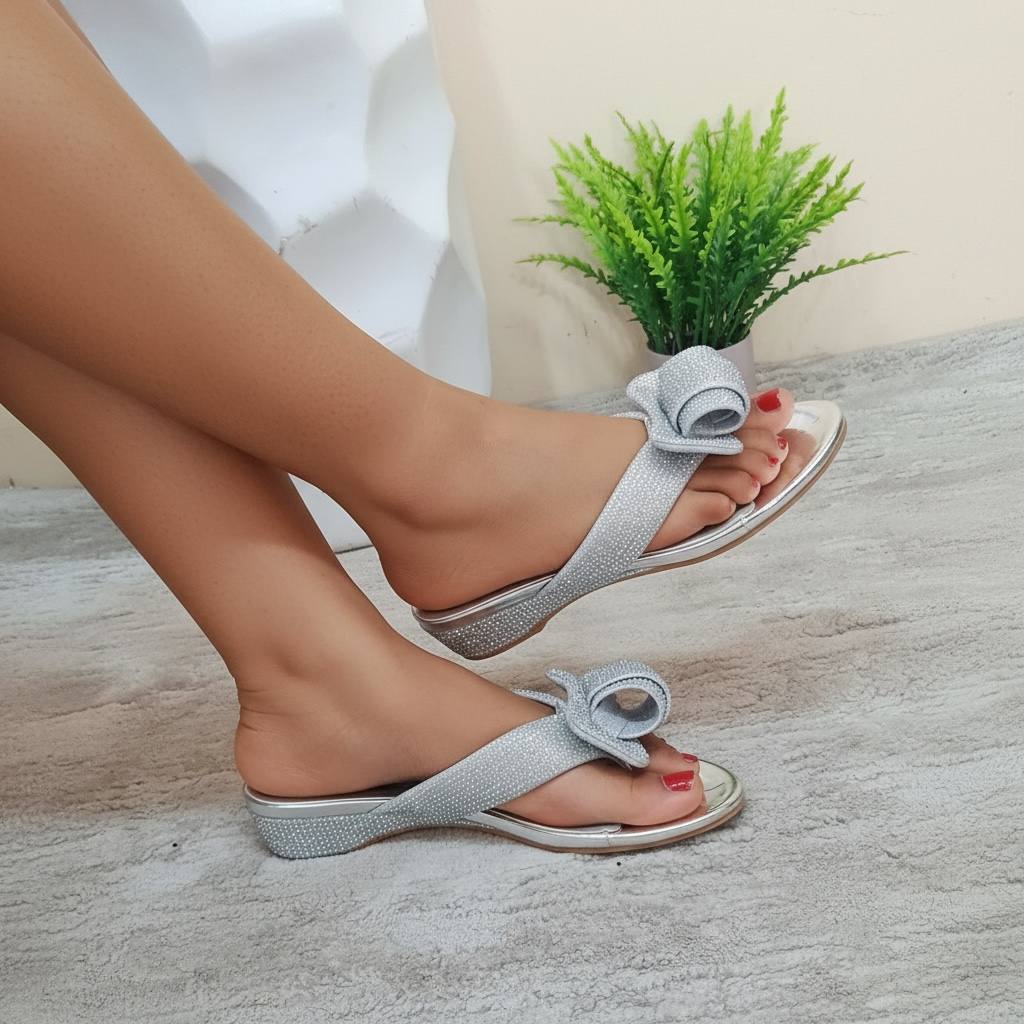 levinya low wedge slippers - silver