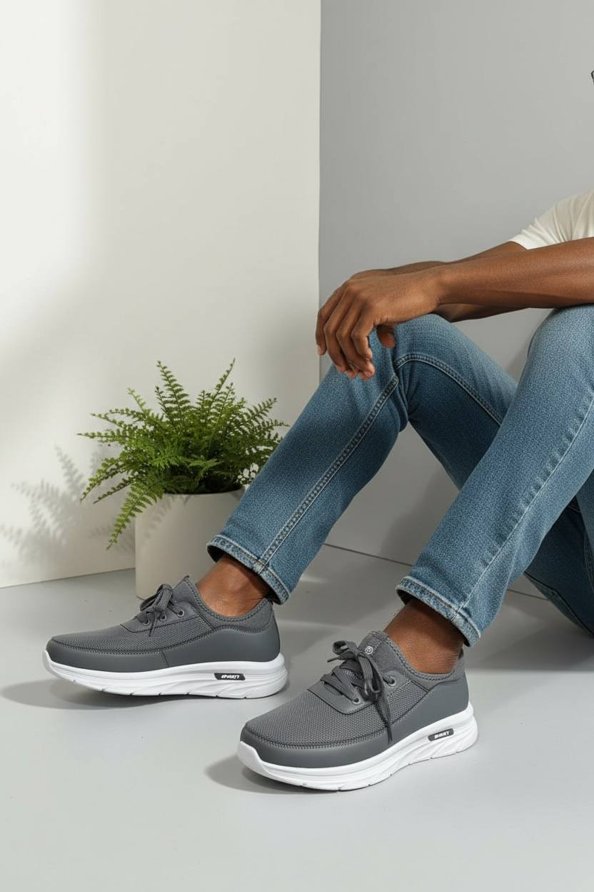 new sports lace-up sneakers - grey
