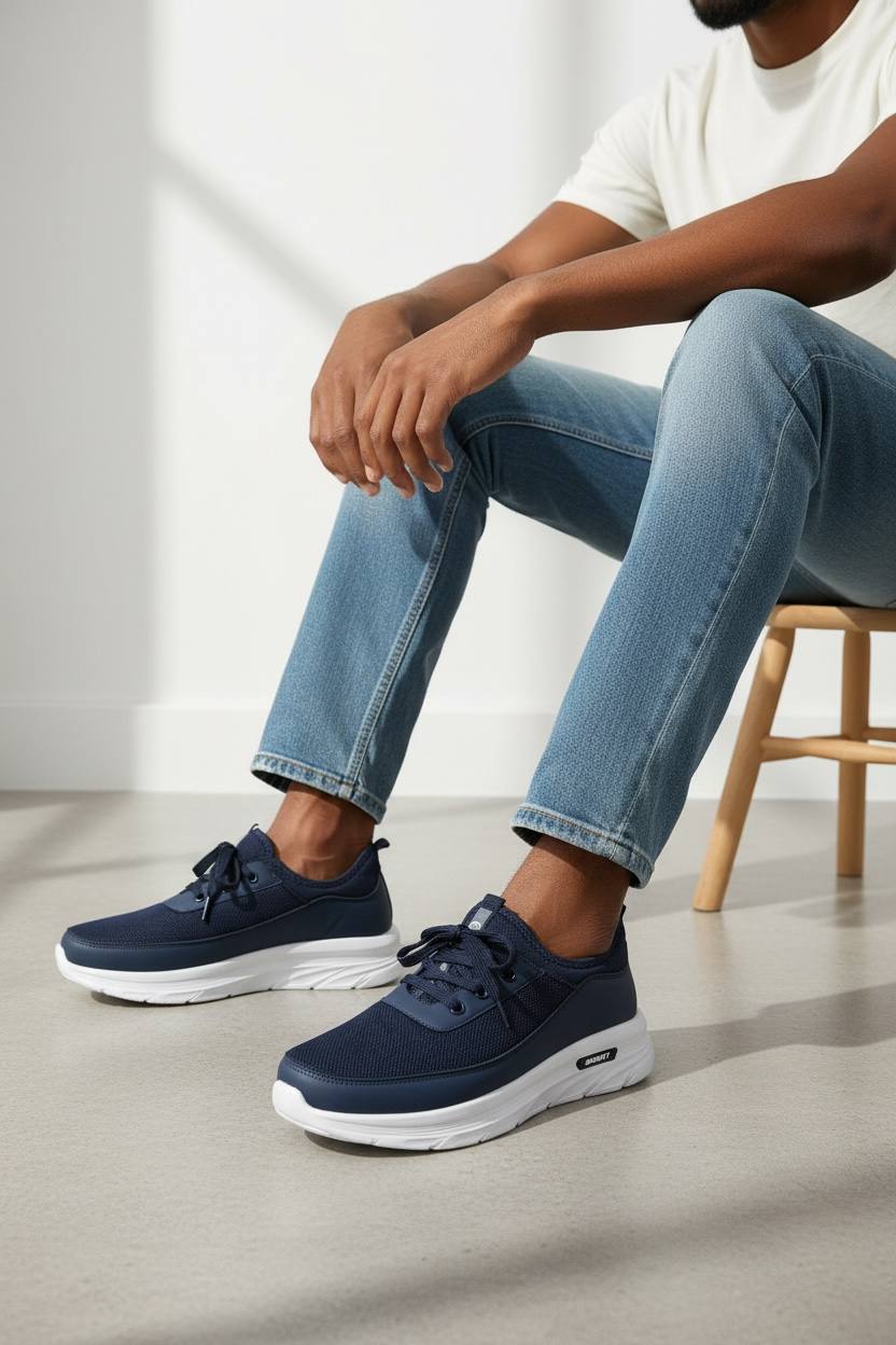 new sports lace-up sneakers - blue