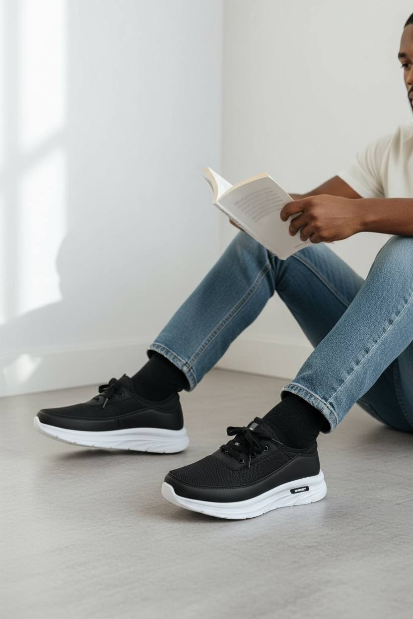 new sports lace-up sneakers - black