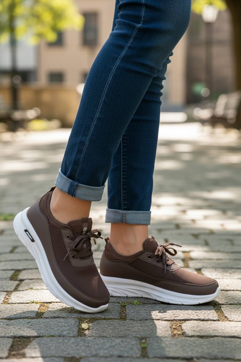 new sports lace-up sneakers - brown