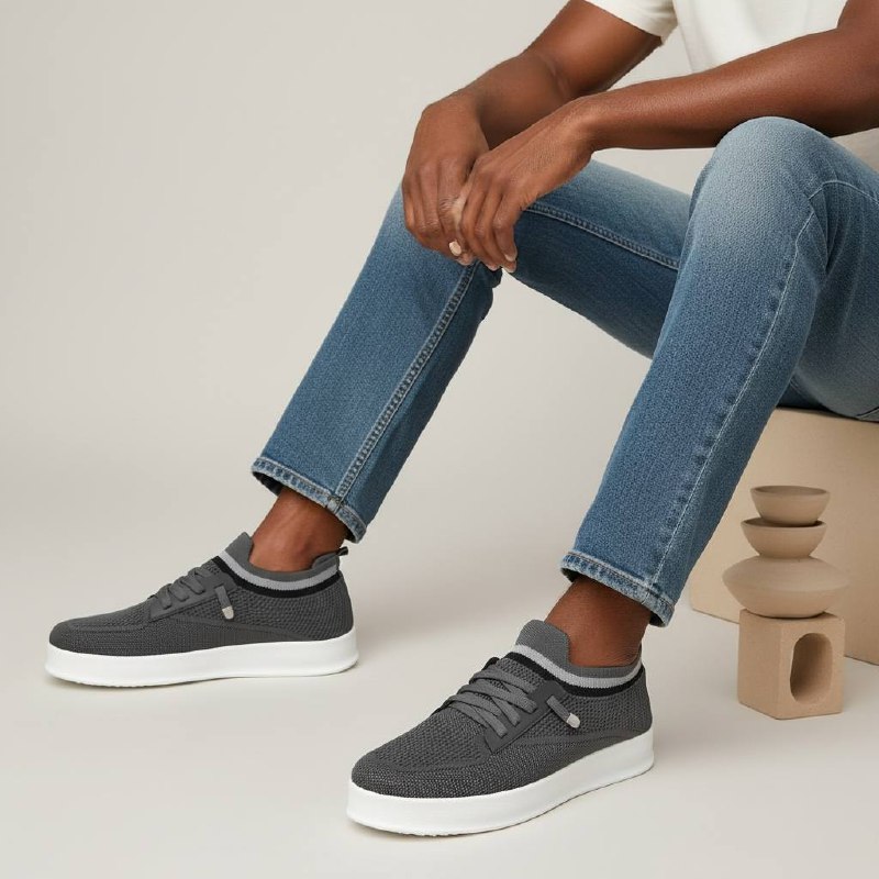new men lace up sneakers - grey