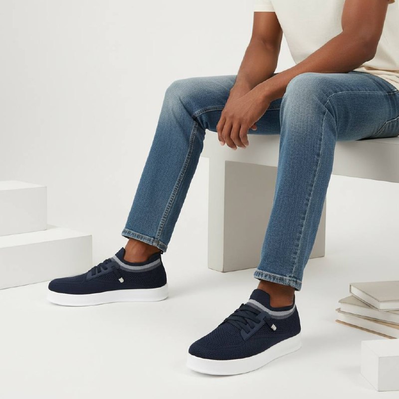 new men lace up sneakers - blue