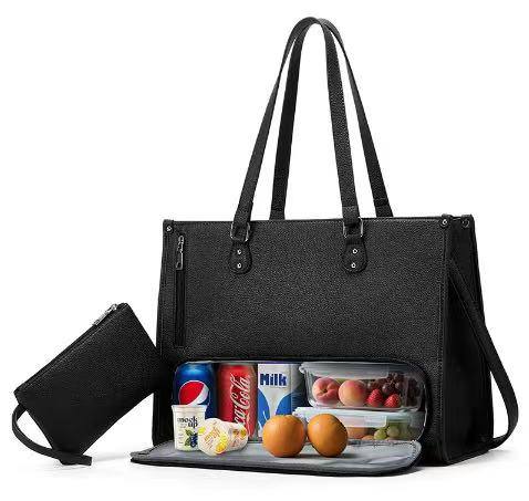 plain laptop lunch handbag - black
