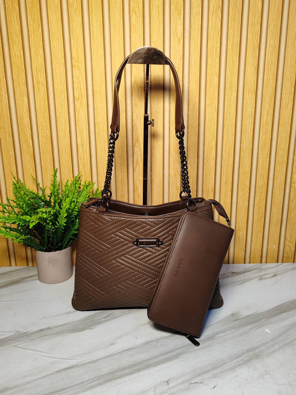 bagco chain handbag - coffee