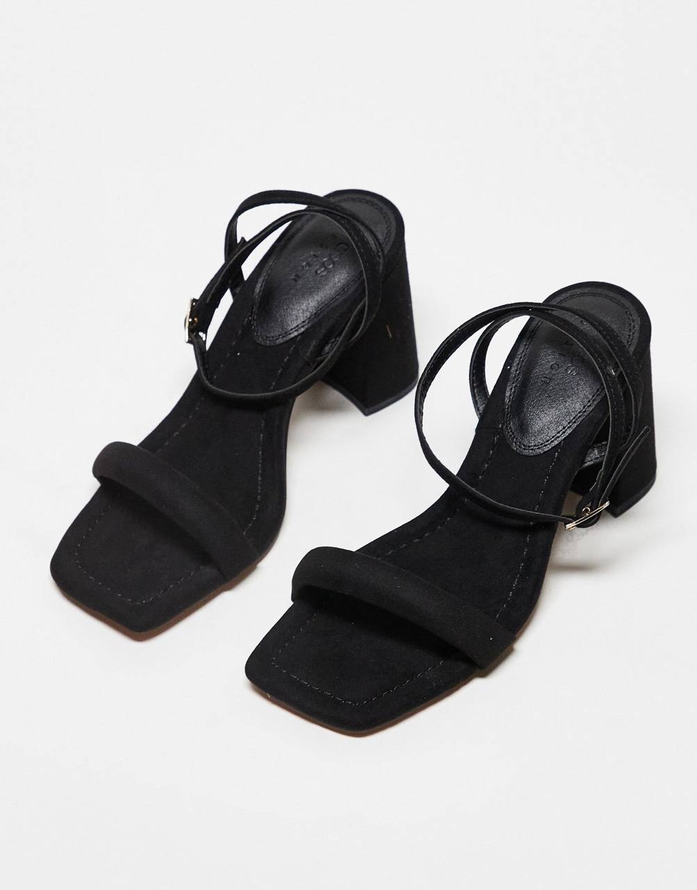 asos suede block heel sandal - black
