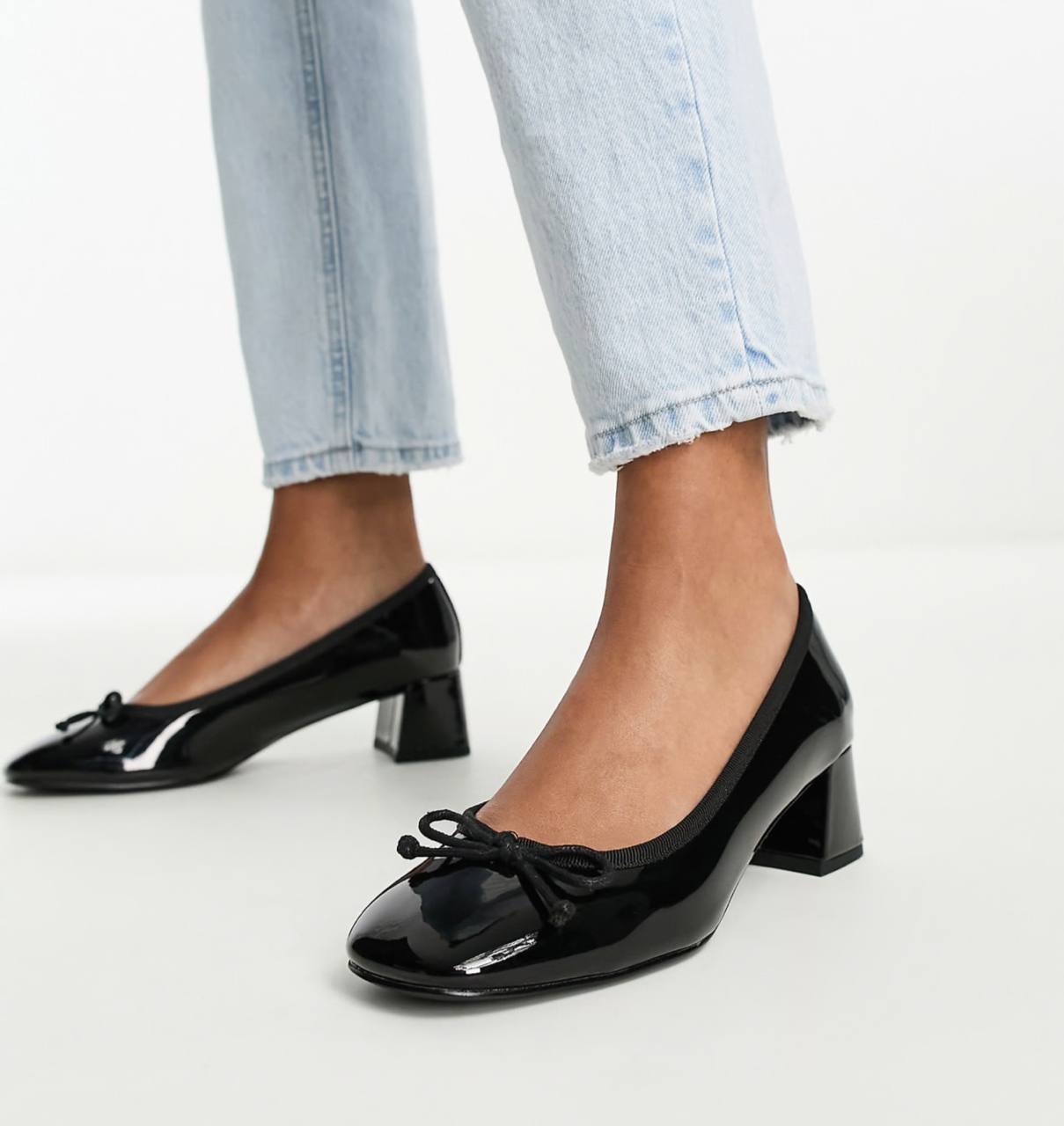 asos patent block heel shoes - black