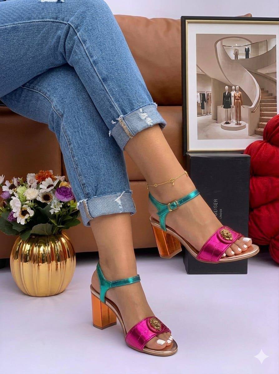 kurt gerger block heel sandal - multicolor