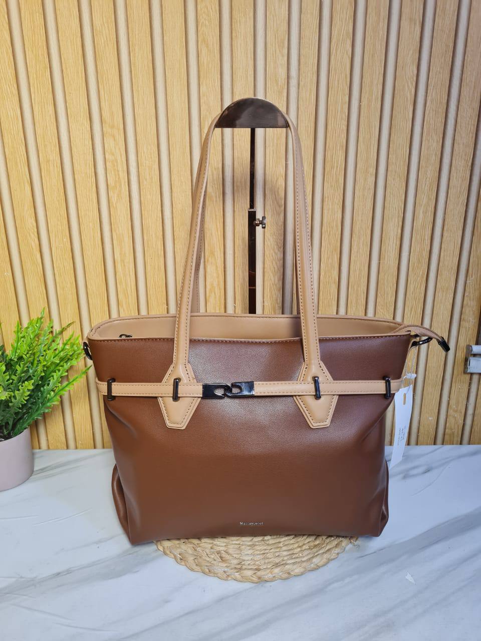 holly vivi tote n=bag 1092 - coffee/apricot