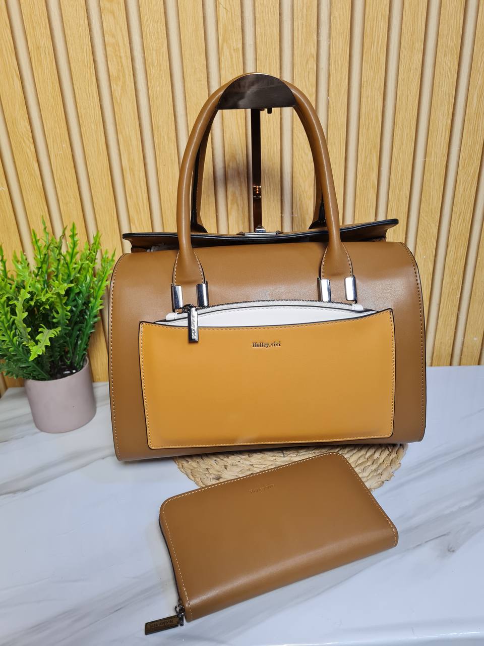 holly vivi handbag 1020 - taupe/yellow