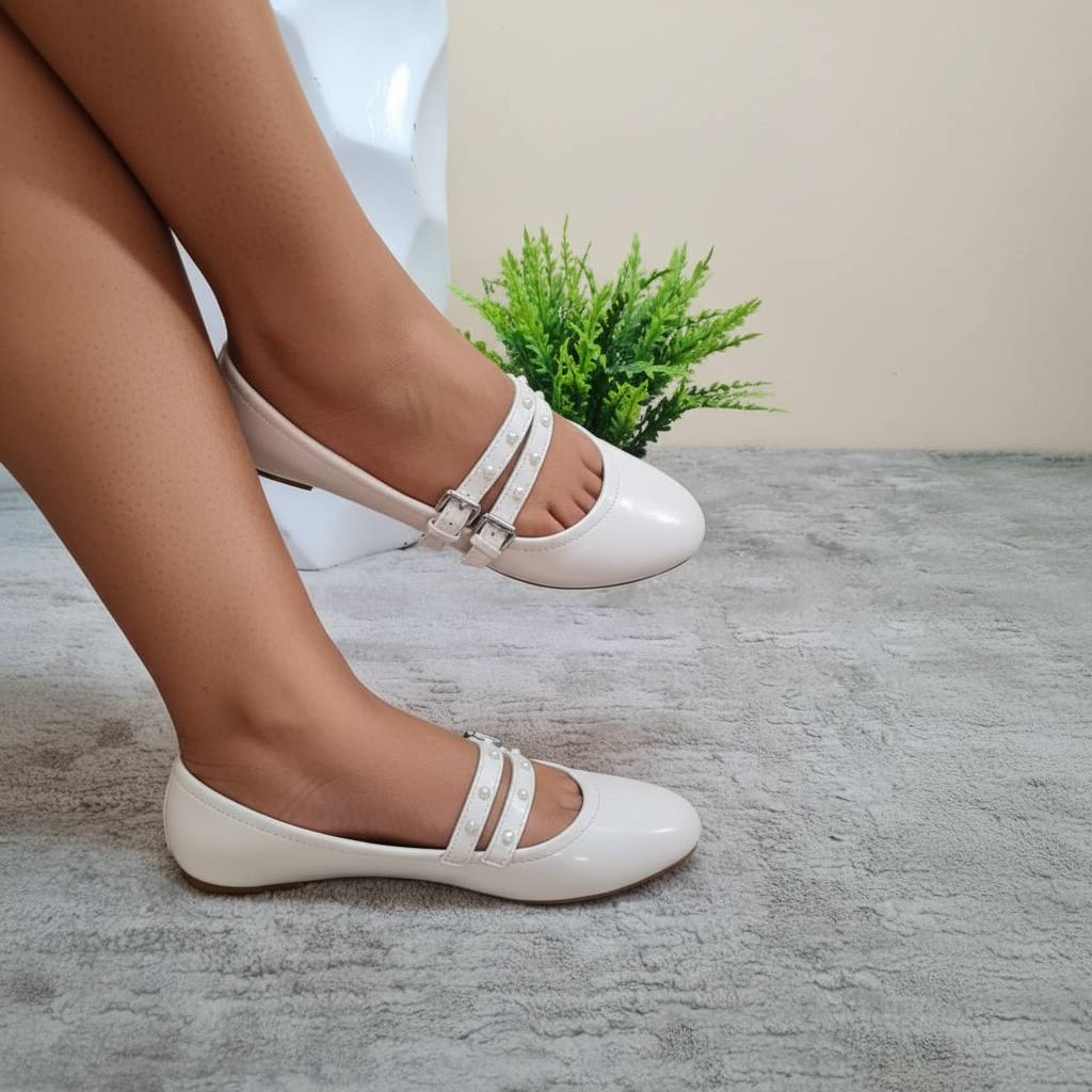 target woman flat with double studded strap - beige