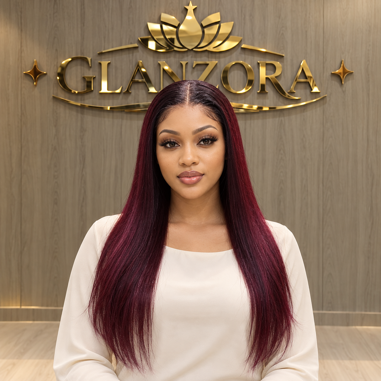 bone straight burgundy 5x5 wig 20
