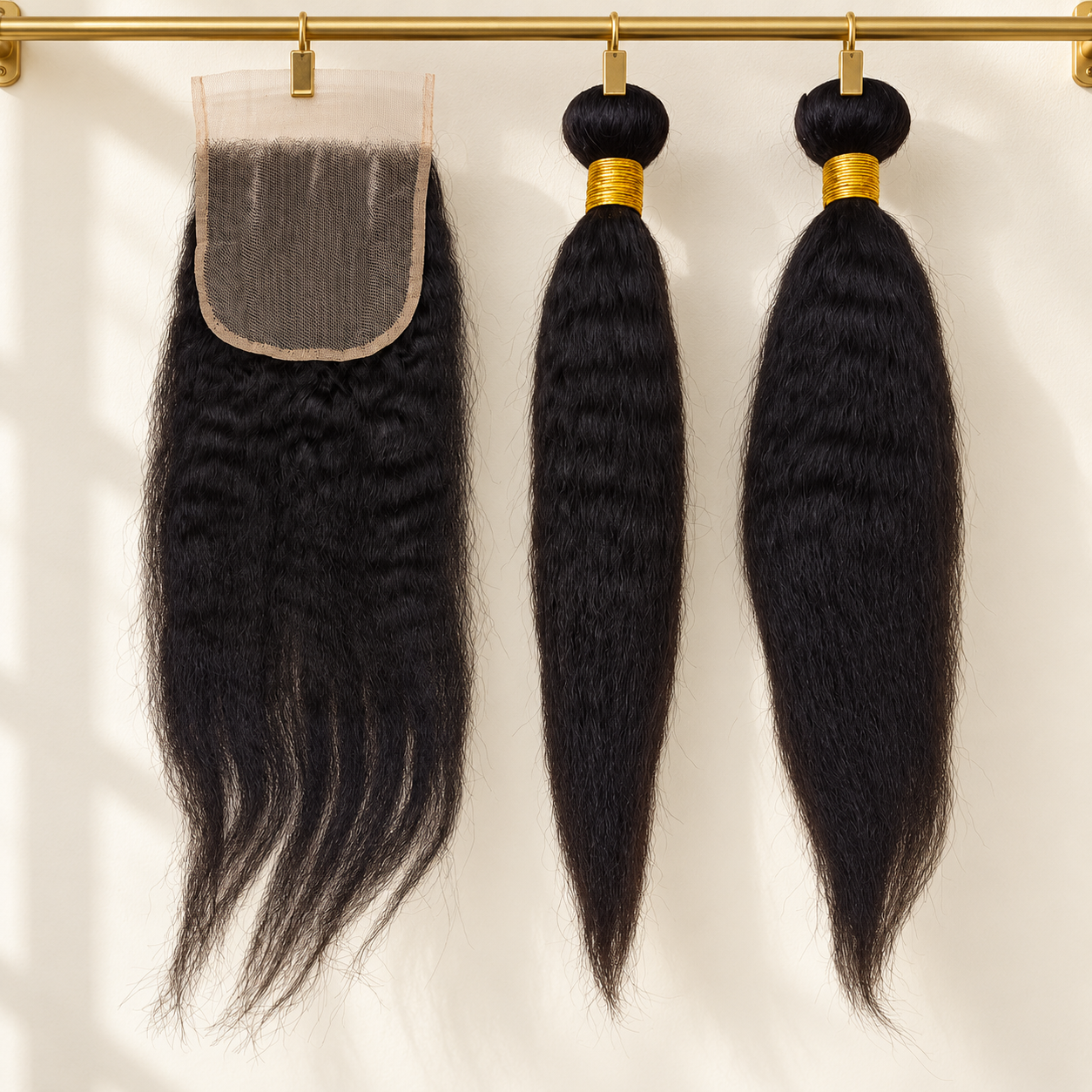 yaki straight bundle set with 5x5 closure (16 inches) - Thumbnail 2