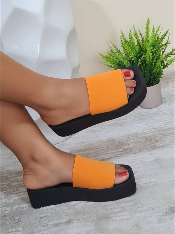 primark platform wedge slippers - orange