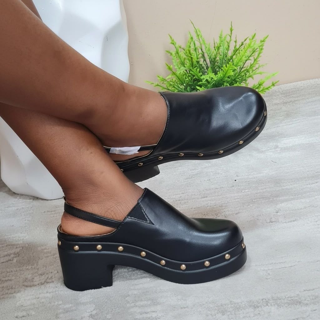 golden kello mules - black.