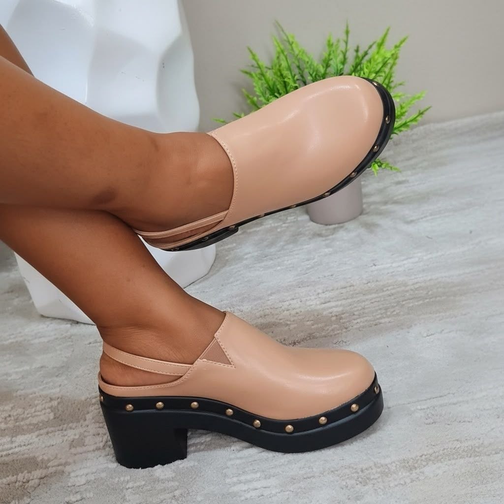 golden kello mules - nude
