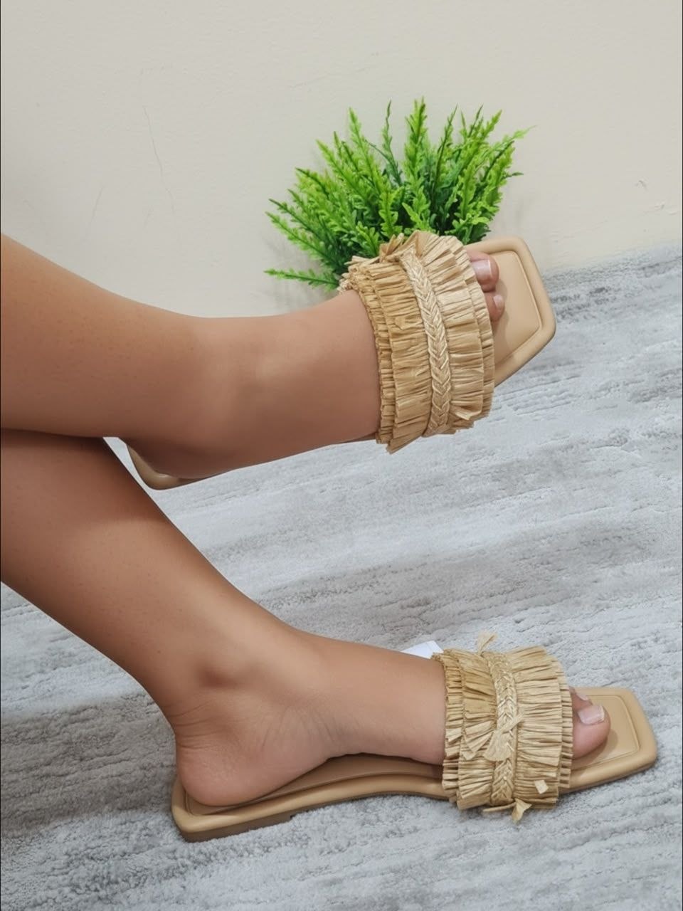 primark flat slippers with brush look - brown
