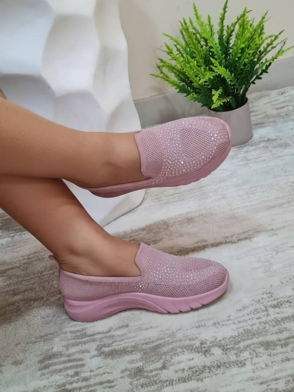 sport sport sneakers with stones - pink