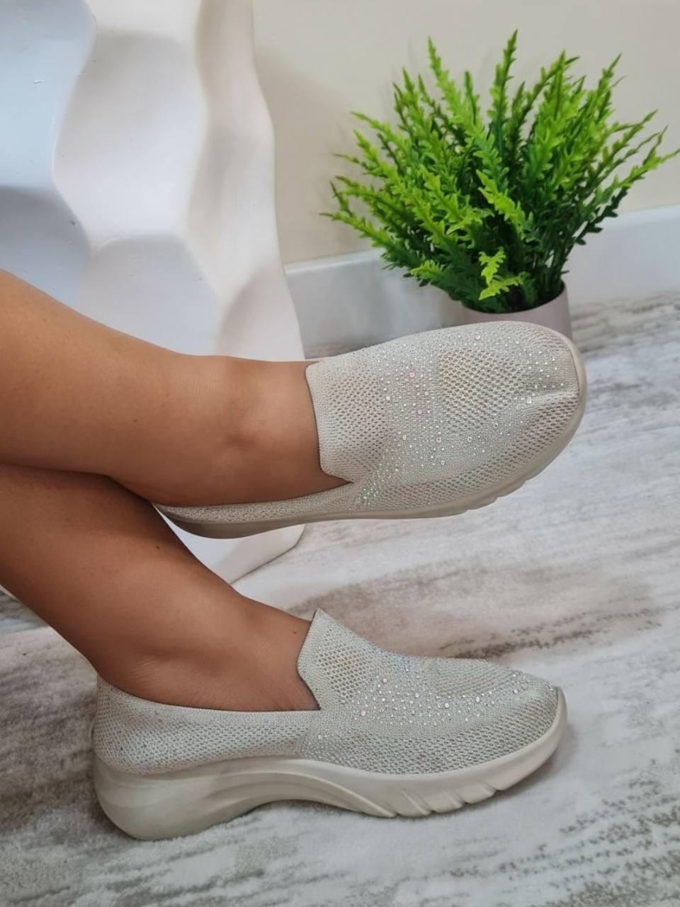 sport sport sneakers with stones - nude