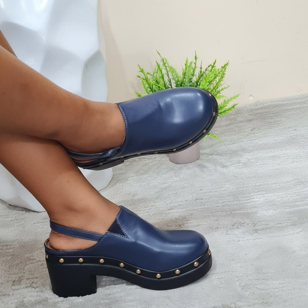 golden kello mules - blue