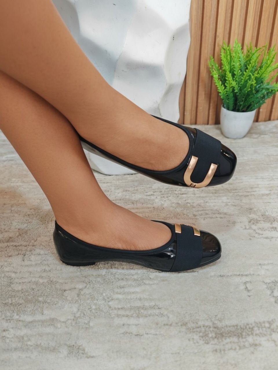 looking smart flat shoe t142 - black