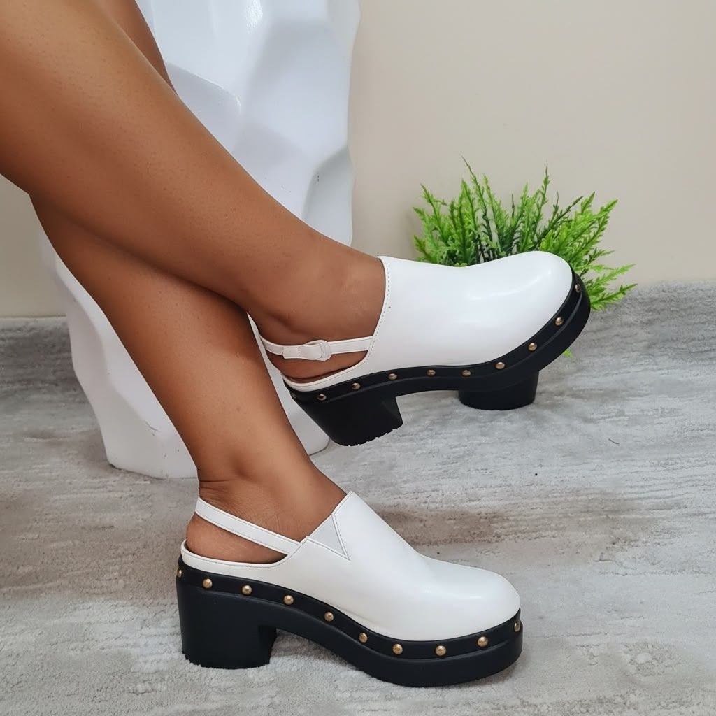 golden kello mules - white