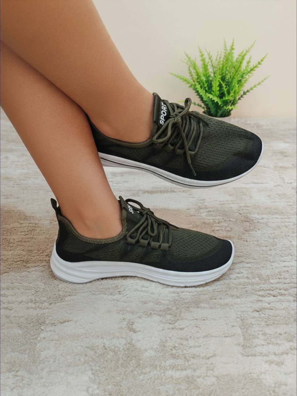 sport lace-up sneakers - green