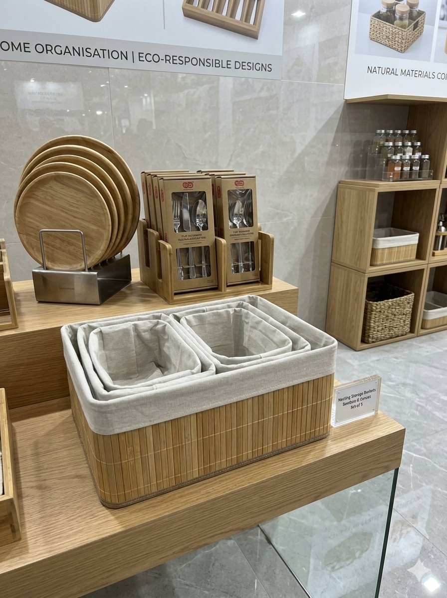 5 in 1 bamboo basket - Thumbnail 2