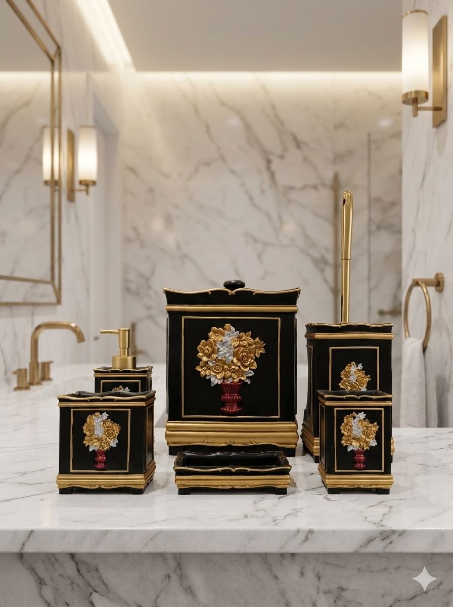 SQUARE FLOWER BLACK AND GOLD