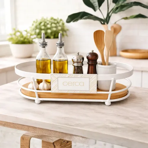 cerca wooden and metal caddy