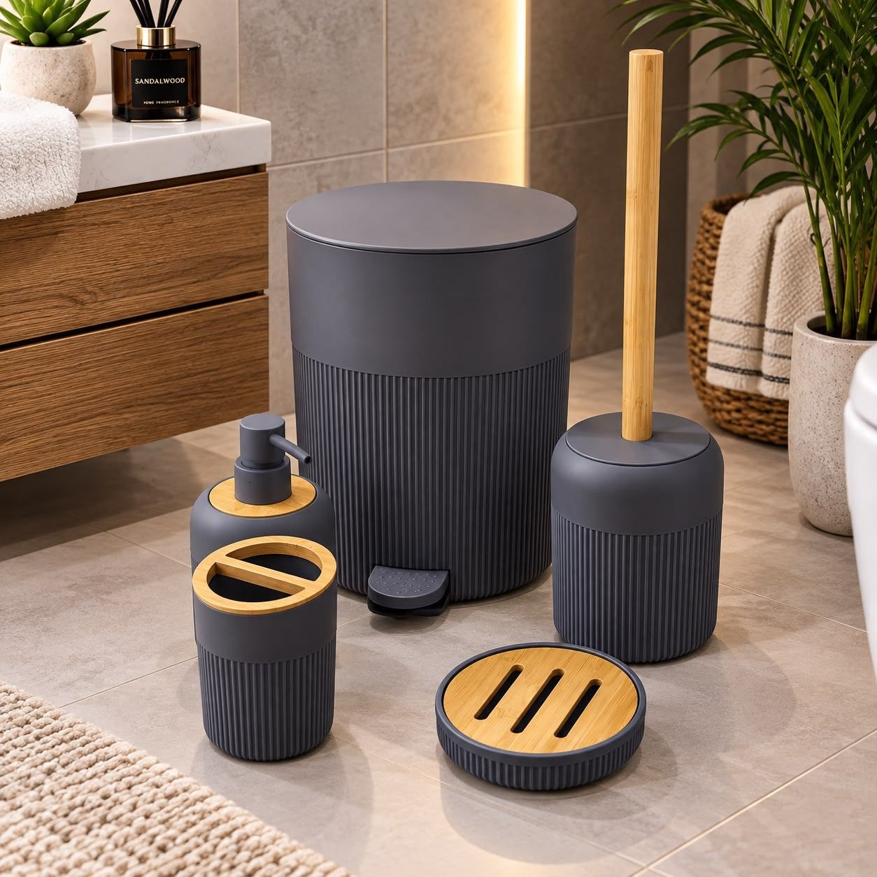 half straight line pedal bathroom set