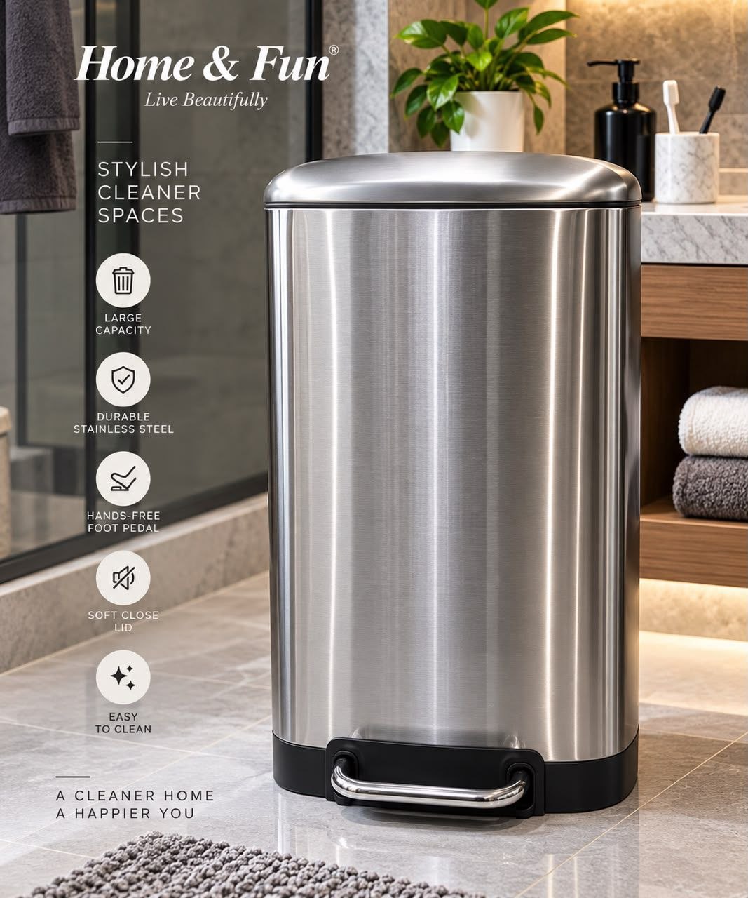 30lt metal pedal trash bin