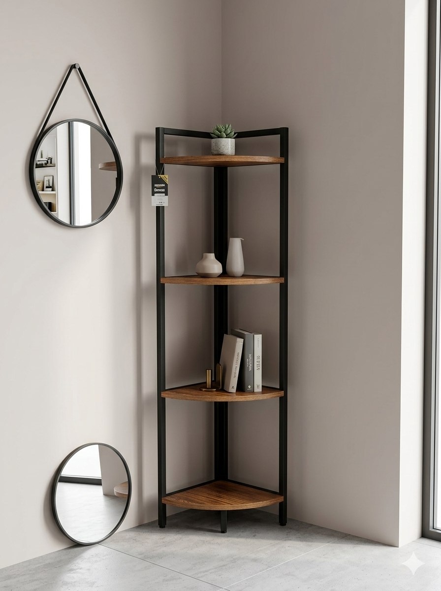 metal and wood corner caddy - Thumbnail 2