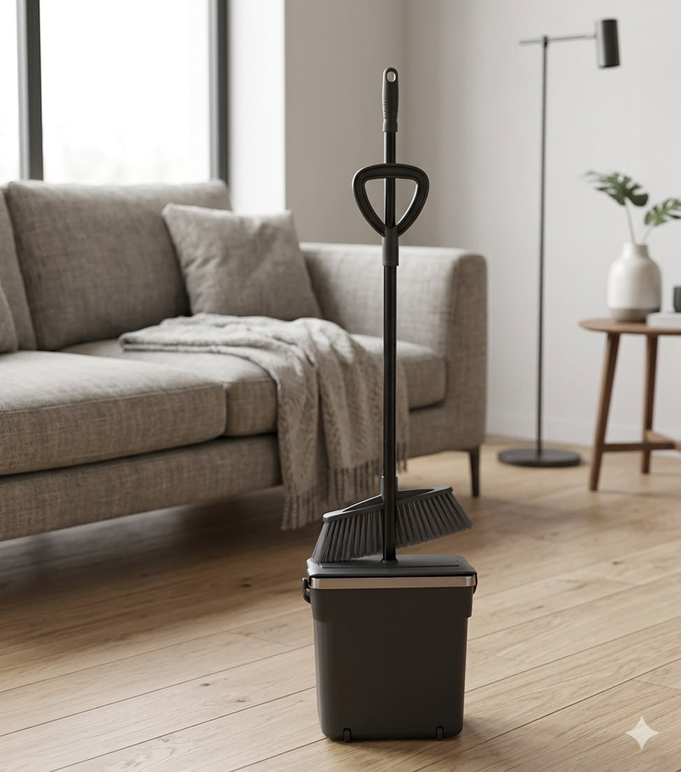 big black outdoor dustpan set