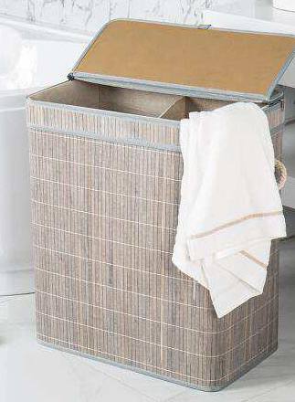 grey bamboo laundry basket