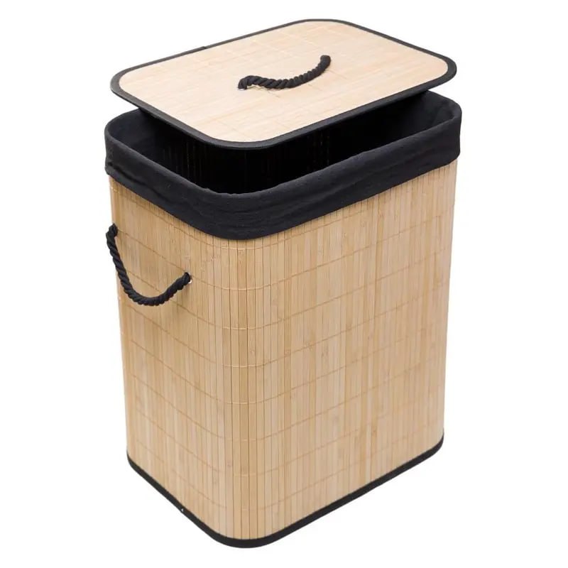 brown bamboo laundry basket
