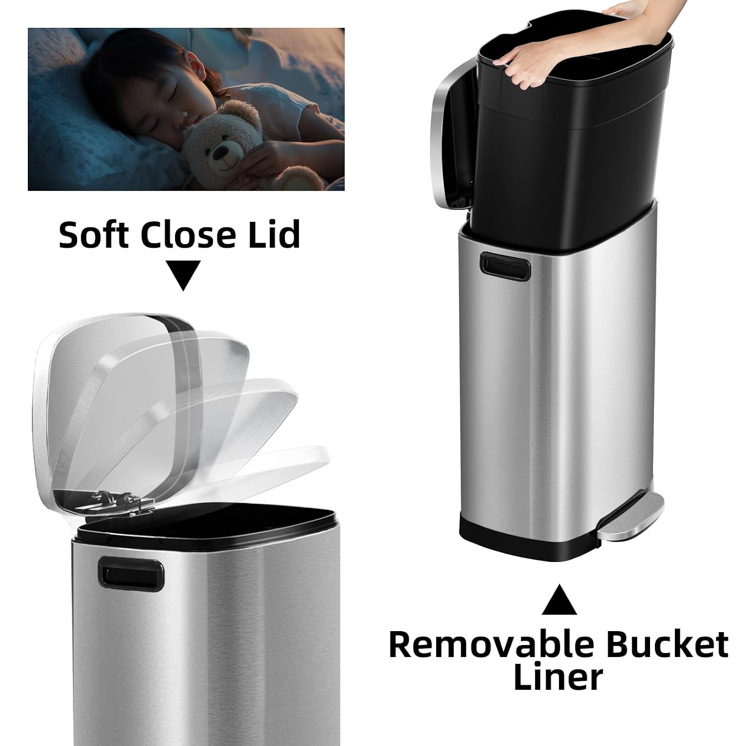 50lt metal trash bin - Thumbnail 2