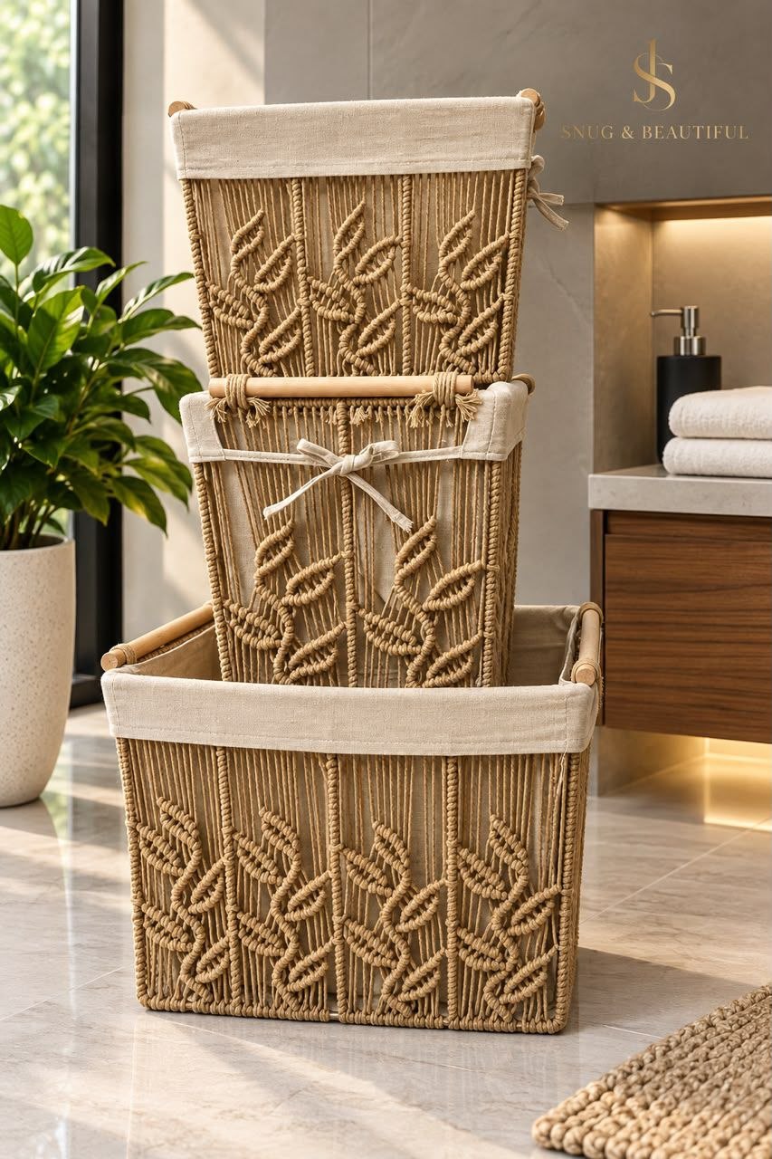 3 in 1 short rafia hamper set - Thumbnail 2