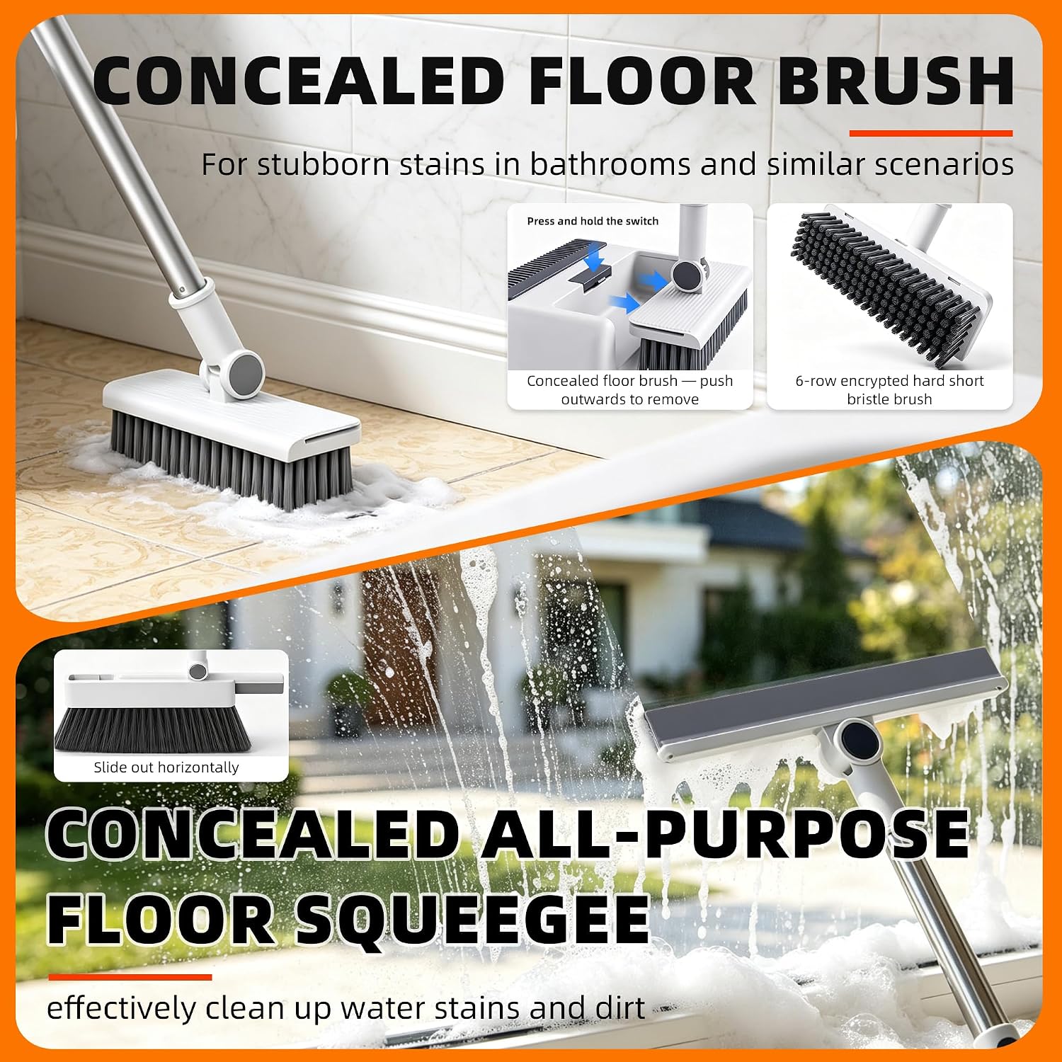 grey broom and brush dustpan set - Thumbnail 3